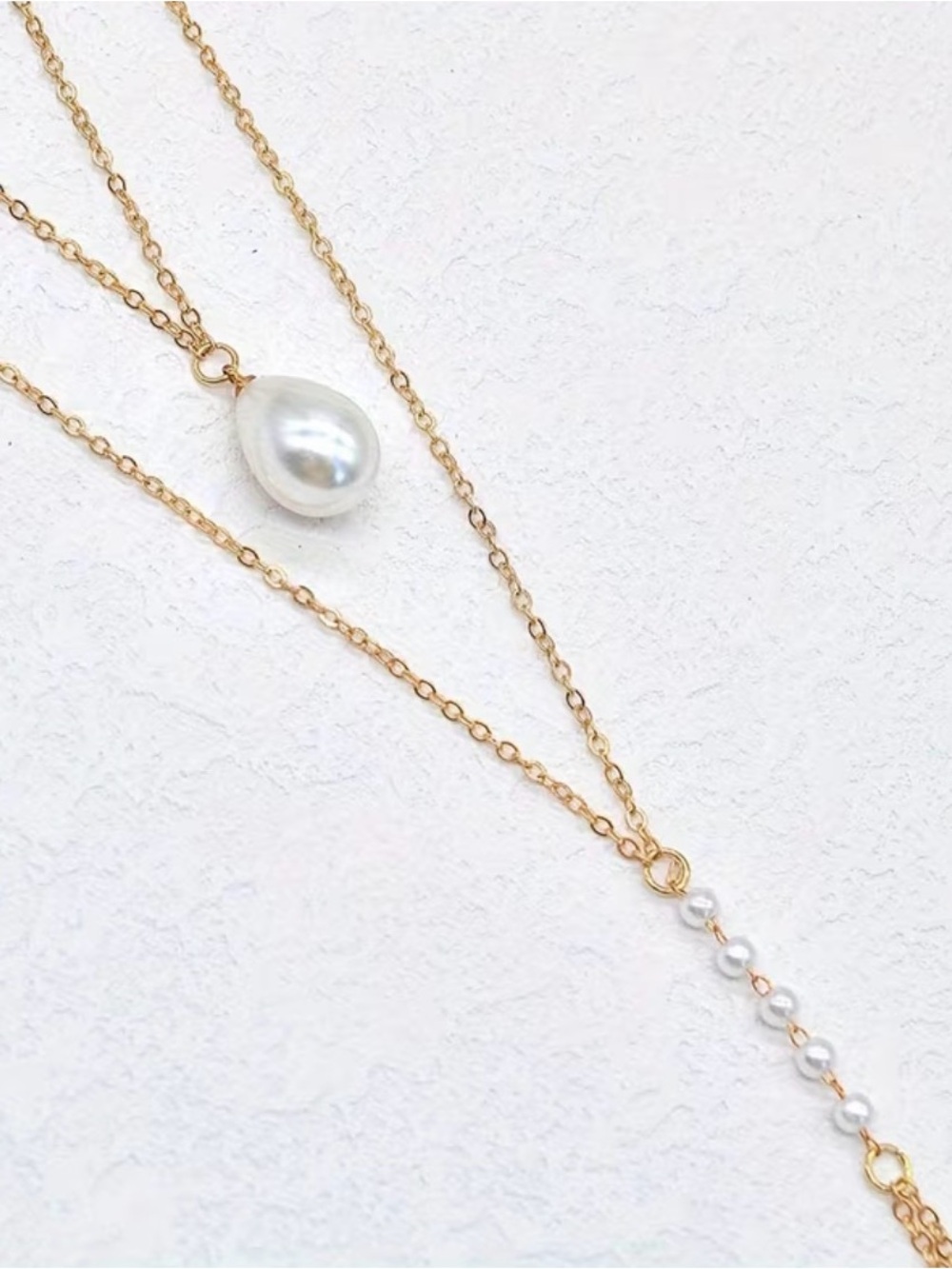 Gold Layered Back Pearl Drop Necklace - Picture 5 of 5